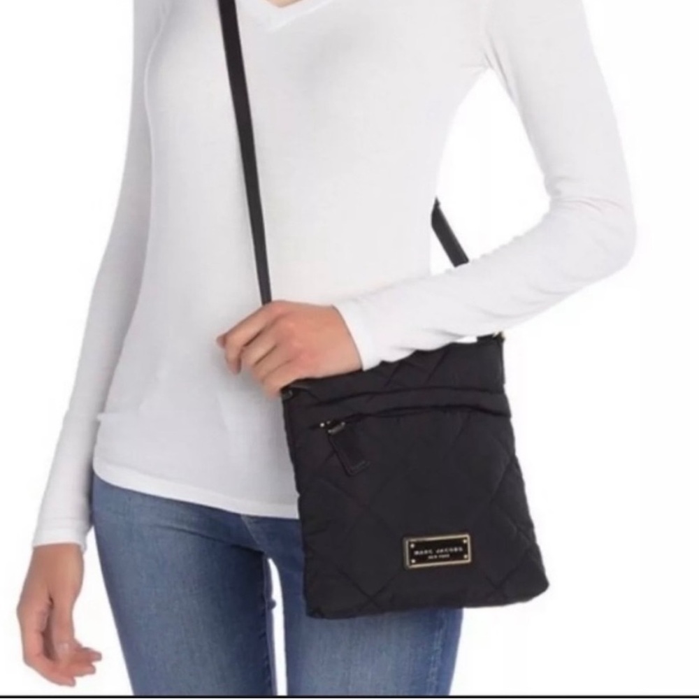 Marc Jacobs Black Quilted Crossbody Bag with Gold